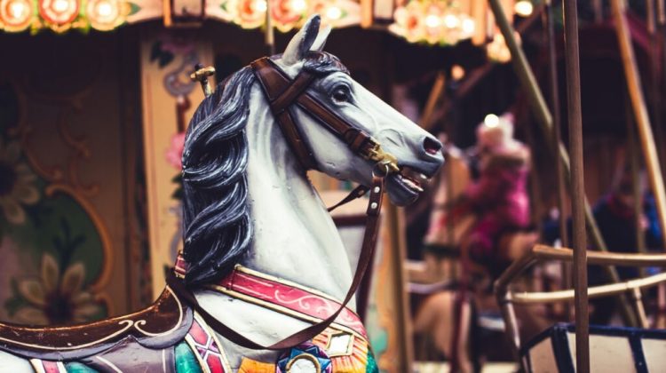 white carousel closeup photography